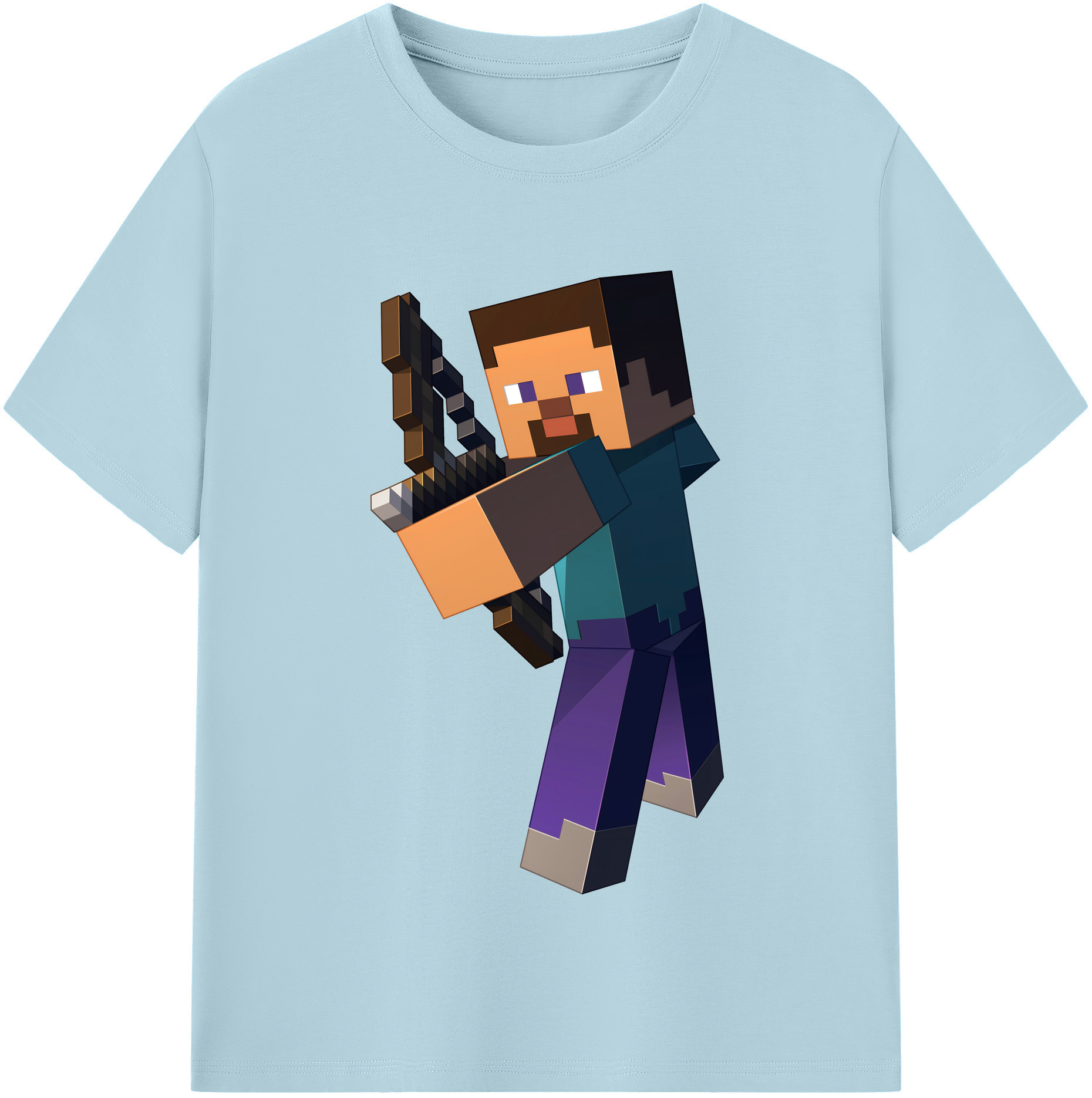 （画像用） マインクラフト ブロックの世界 Minecraft MC Block world 綿100％半袖Tシャツ（フロントプリント）